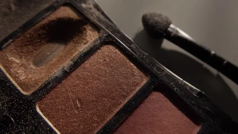 Close-Up Shot of Used Eyeshadow Palette Stock Footage 302172275