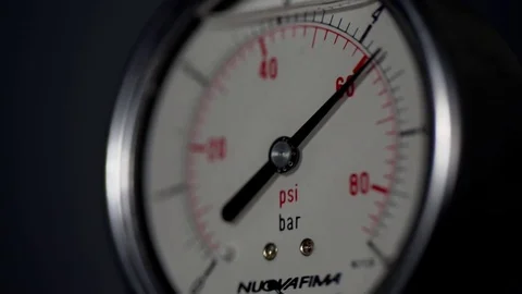 Close-up shot of valves and dials of wine making equipment Stock Footage 76907082