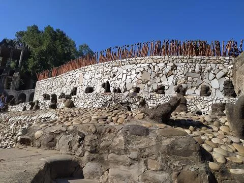 A close up shot of various objects , background in the rock garden. Stock Photos