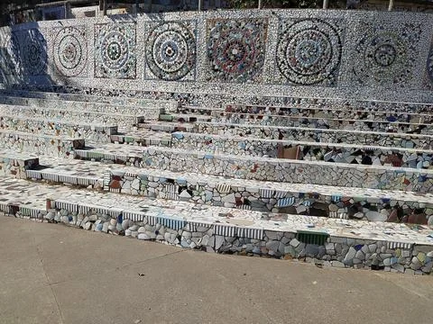 A close up shot of various objects , background in the rock garden. Foto stock