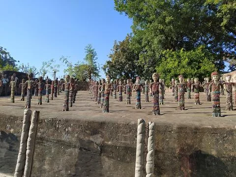 A close up shot of various objects , background in the rock garden. Foto stock