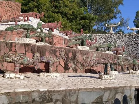 A close up shot of various objects , background in the rock garden. Foto stock