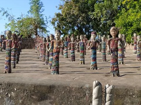 A close up shot of various objects , background in the rock garden. Stock Photos