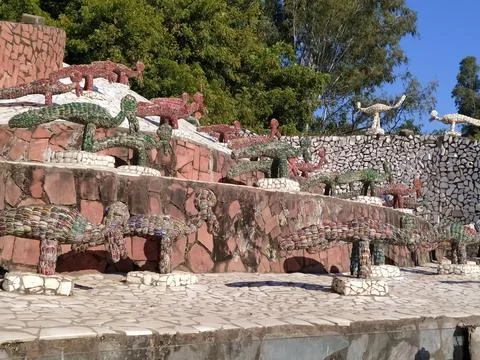 A close up shot of various objects , background in the rock garden. Foto stock