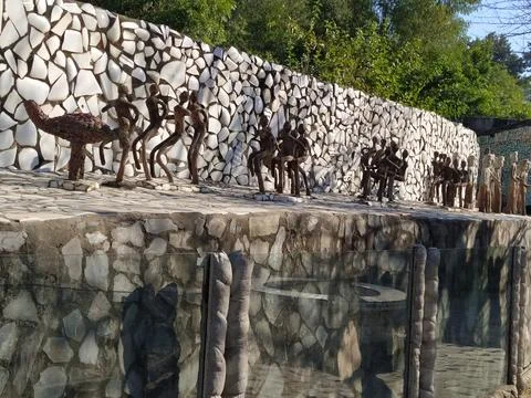 A close up shot of various objects , background in the rock garden. Foto stock