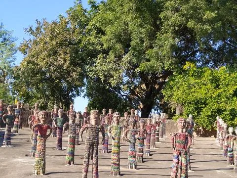 A close up shot of various objects , background in the rock garden. Foto stock