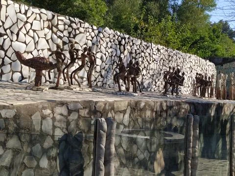 A close up shot of various objects , background in the rock garden. Foto stock