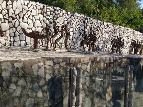 A close up shot of various objects , background in the rock garden. Foto stock