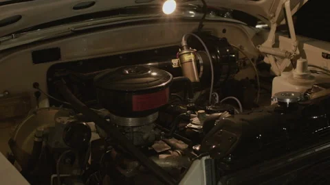 Close-Up Shot of a Vintage Car Engine Video stock 288783758