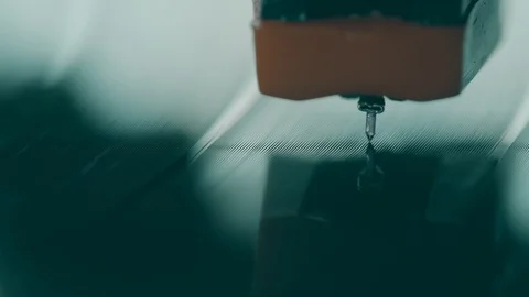 Close-up shot of vinyl record player needle and rotating disc Video stock 88678220