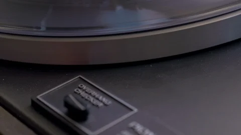 Close up shot of vinyl record turntable playing music Stock Footage 88764300