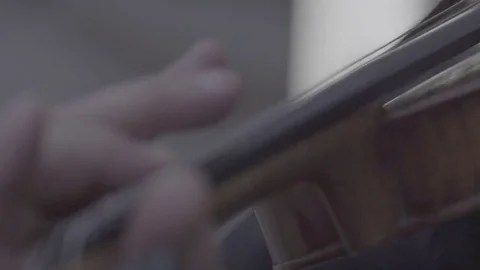 Close-up shot of a violinists hand Stock Footage 82337825