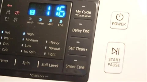 Close up shot of a washing machine in the laundry with detergent 스톡 동영상 267805258