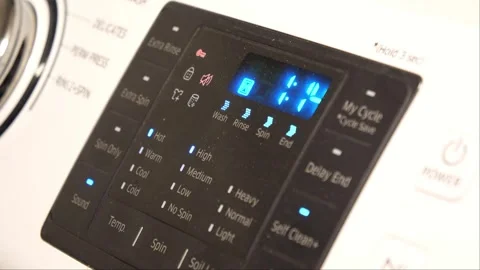 Close up shot of a washing machine in the laundry with detergent 스톡 동영상 267805266