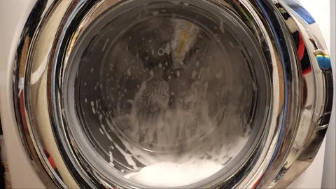Close up shot of a washing machine in the laundry with detergent 스톡 동영상 267805343