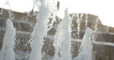 Close-Up Shot Of Water Drops splash Slow Motion spray Of Fountain Stock Footage 94913761