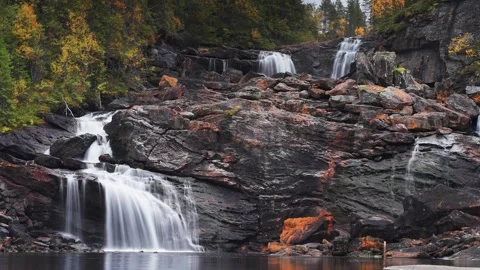 A close-up shot of the waterfall on the Storforselva river in the Stock Footage 282545075
