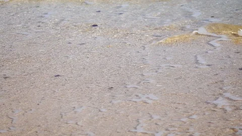 Close Up Shot of Waves Rolling Up White Sand Beach Stock-Footage 124624820