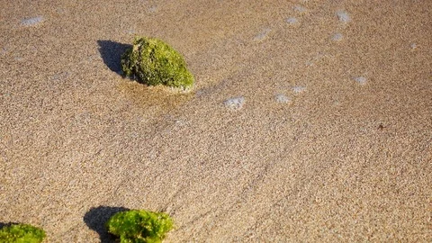 Close Up Shot of Waves Rolling Up White Sand Beach Stock-Footage 124629097