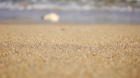 Close Up Shot of Waves Rolling Up White Sand Beach Stock-Footage 124631719