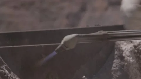 Close up shot of welding torch cutting steel Stock Footage 56713334