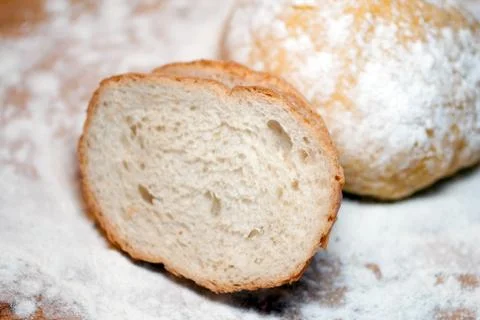 Close up shot of a white bread Stock Photos