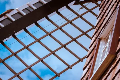 Close up shot of the windmill blades Stock Photos