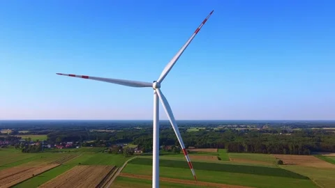 Close up shot of windmill in summer Stock Footage 143356508