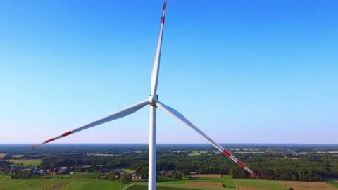 Close up shot of windmill in summer Stock Footage 143386951