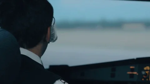 Close shot from windshield of passenger aircraft Airbus A319 A320 A321 cabin. Ai Stock Footage 71824770