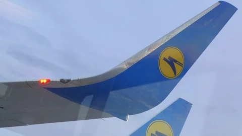 Close-Up Shot of a Wing of an Airplane Stock Footage 129196561