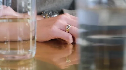 Close up shot of a womans hand with a ring Stock Footage 329324155