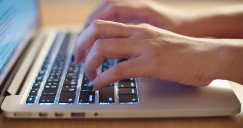 Close up shot, women are using a laptop computer for information. 4K Stock Footage 109200207