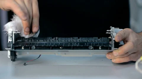 Close up shot Worker clean electronic stuff Stock Footage 65511903