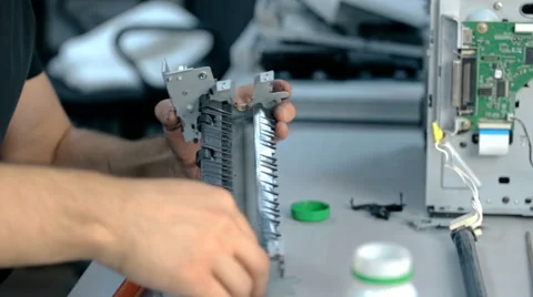 Close up shot Worker clean electronic stuff Stock Footage 65511959