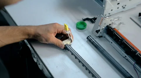 Close up shot Worker clean electronic stuff Stock Footage 65512072