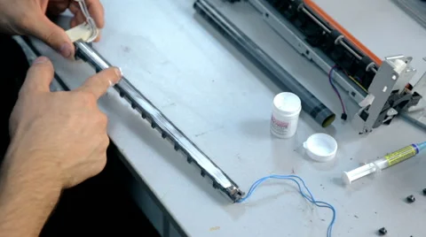 Close up shot Worker clean electronic stuff Stock Footage 65512099