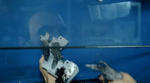 Close up shot Worker clean electronics with compressed air 動画素材 65511787