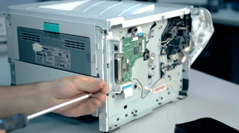 Close up shot Worker repairs electronic stuff Stock Footage 65511320