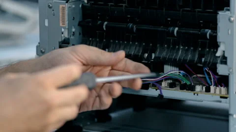 Close up shot Worker repairs electronic stuff Stock Footage 65511498