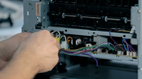 Close up shot Worker repairs electronic stuff Stock Footage 65511518
