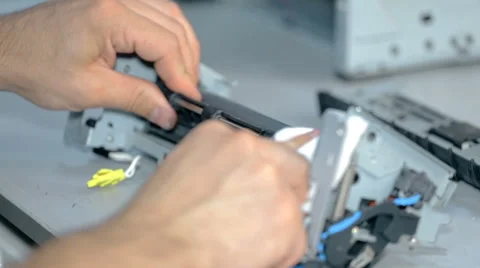 Close up shot Worker repairs electronic stuff Stock Footage 65512397