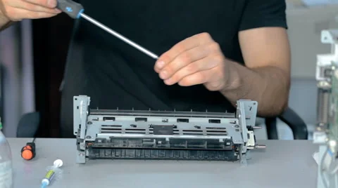 Close up shot Worker repairs electronic stuff Stock Footage 65512448