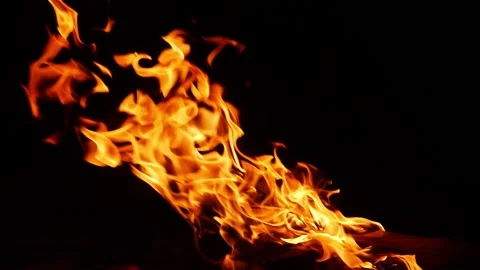 Close shot of yellow fire flames, Close view of fire flames Stock Footage 150715478