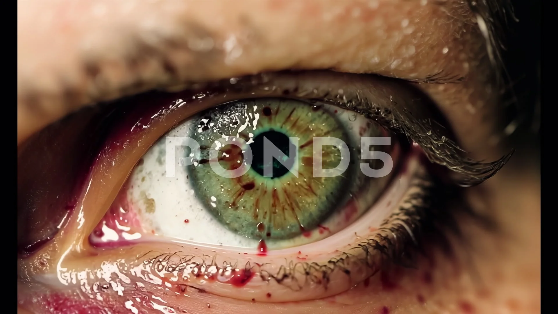 Close Up Shot Of Zombie Infected Human Eye, Extreme Macro Of Eye Video, image size:1920x1080