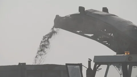 Close up shots of construction site during the rebuild of airfield runway Stock Footage 94827143