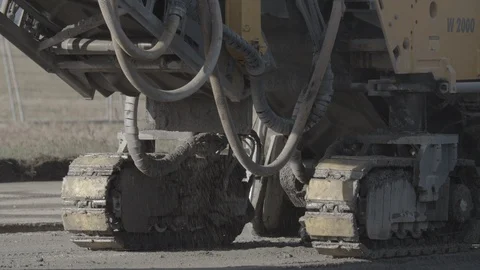 Close up shots of construction site during the rebuild of airfield runway Stock Footage 94827247