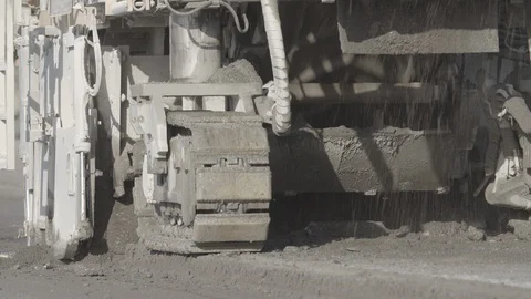 Close up shots of construction site during the rebuild of airfield runway Stock Footage 94827396