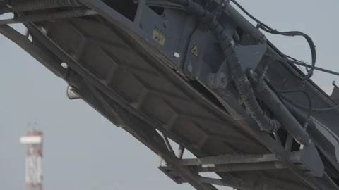 Close up shots of construction site during the rebuild of airfield runway Stock Footage 94827437