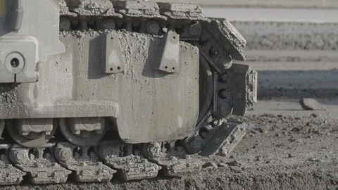 Close up shots of construction site during the rebuild of airfield runway Stock Footage 94827650